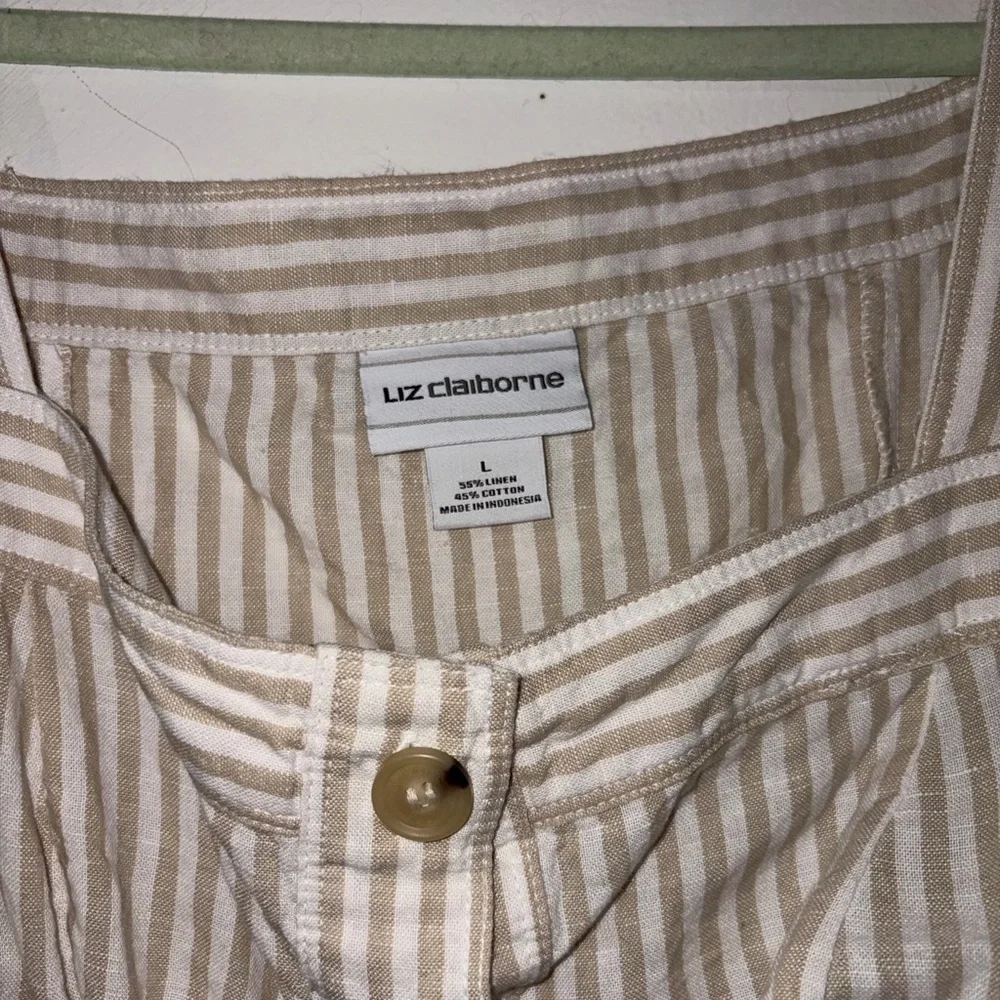 Liz Claiborne Beige Striped Midi Dress - Picture 2 of 9